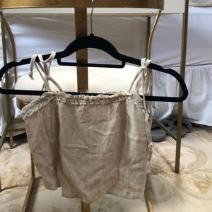 cute cropped tank with tie sleeves